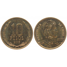 Чили 10 Песо 2015 год AUNC KM# 218.2 Монетный двор Утрехта Нидерланды