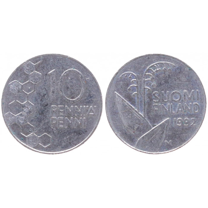 Финляндия 10 Пенни 1992 год XF KM# 65
