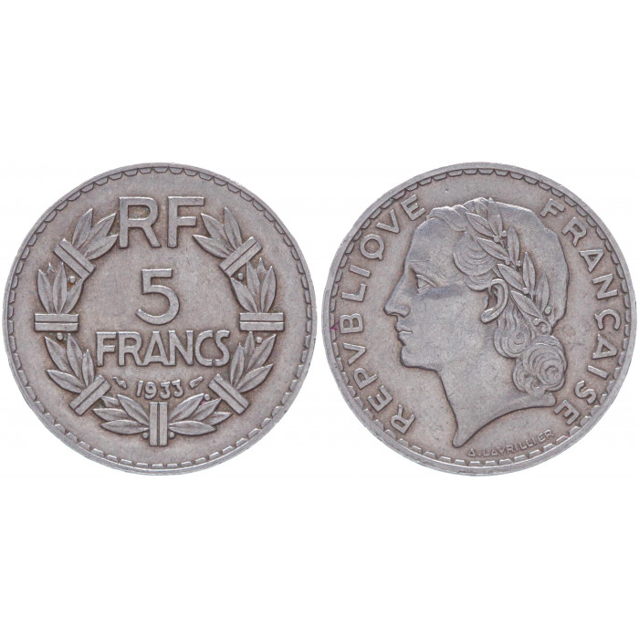 Франция 5 Франков 1933 год KM# 888
