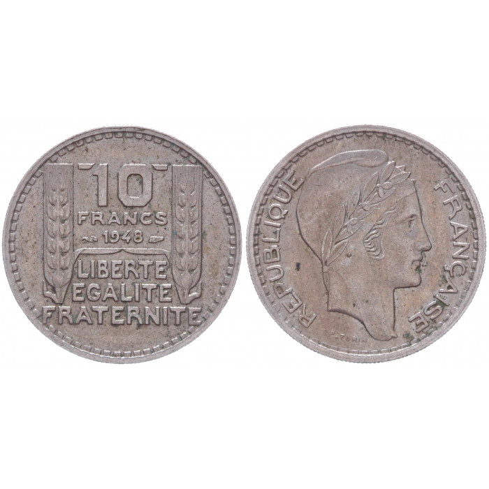 Франция 10 Франков 1948 год KM# 909.1