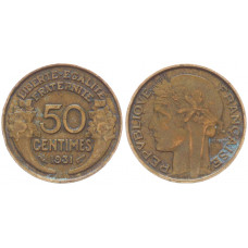 Франция 50 Сентим 1931 год KM# 894.1