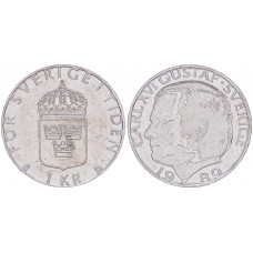 Швеция 1 Крона 1989 год XF KM# 852a Карл XVI Густав