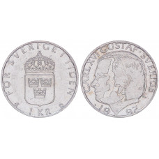 Швеция 1 Крона 1992 год XF KM# 852a Карл XVI Густав