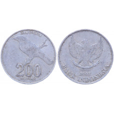 Индонезия 200 Рупий 2003 год KM# 66 Птица Балийский скворец