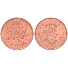 Канада 1 Цент 2006 год KM# 490 Елизавета II Немагнитная