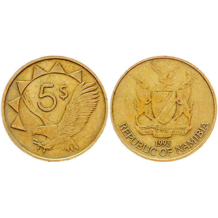 Намибия 5 Долларов 1993 год XF KM# 5 Орлан-крикун