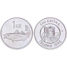 Исландия 1 Крона 1996 год AUNC KM# 27a Рыба Треска