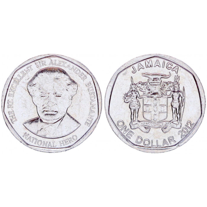 Ямайка 1 Доллар 2012 год AUNC KM# 189 Александр Бустаманте