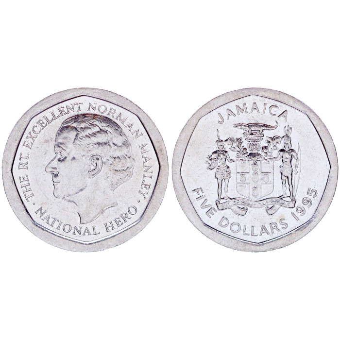 Ямайка 5 Долларов 1995 год XF KM# 163 Норман Мэнли
