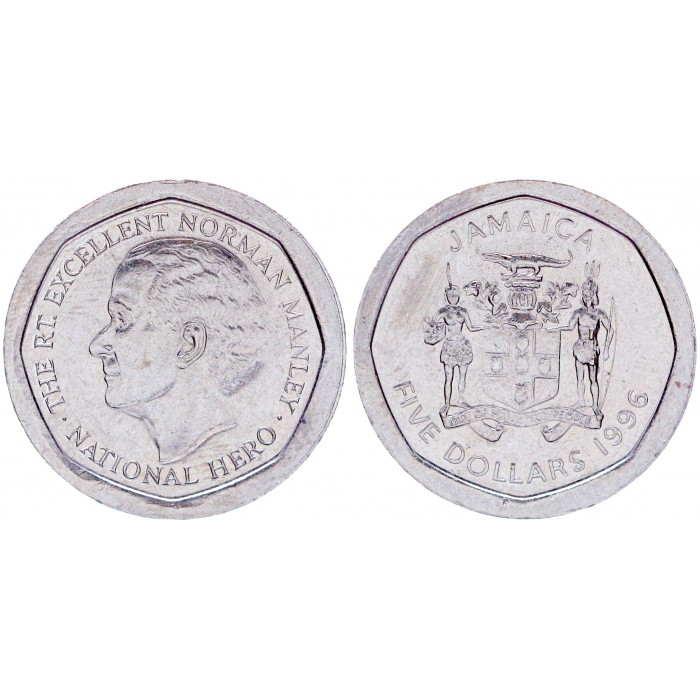 Ямайка 5 Долларов 1996 год XF KM# 163 Норман Мэнли