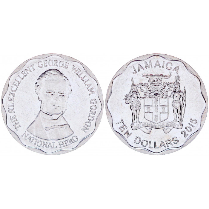 Ямайка 10 Долларов 2015 год AUNC KM# 190 Джордж Вильям Гордон
