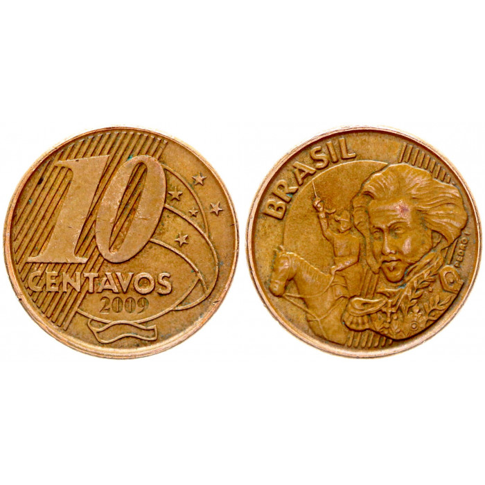 Бразилия 10 Сентаво 2009 год XF KM# 649.3 Педру I Император Бразильской империи