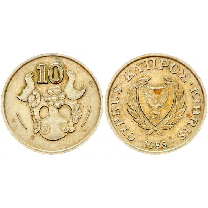 Кипр 10 Центов 1988 год KM# 56.2 Ваза