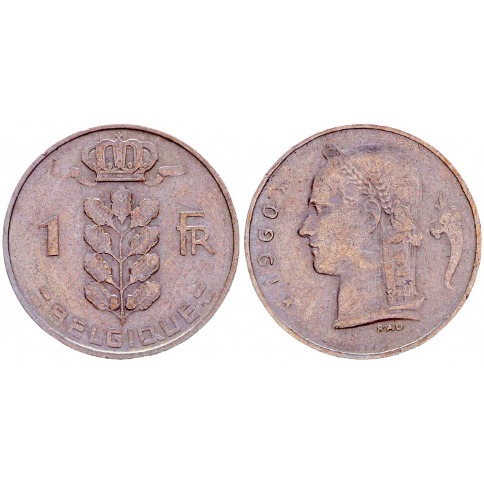 Бельгия 1 Франк 1960 год XF КМ# 142.1 Богиня Церера BELGIQUE Бодуэн I