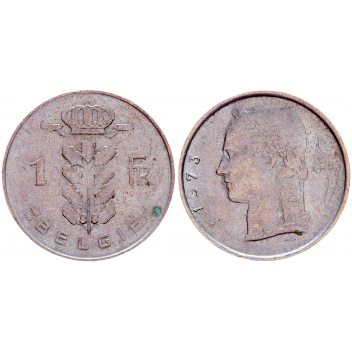 Бельгия 1 Франк 1973 год XF КМ# 143.1 Богиня Церера BELGIE Бодуэн I