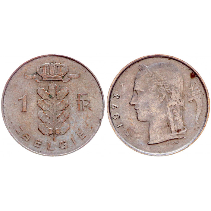 Бельгия 1 Франк 1973 год XF КМ# 143.1 Богиня Церера BELGIE Бодуэн I