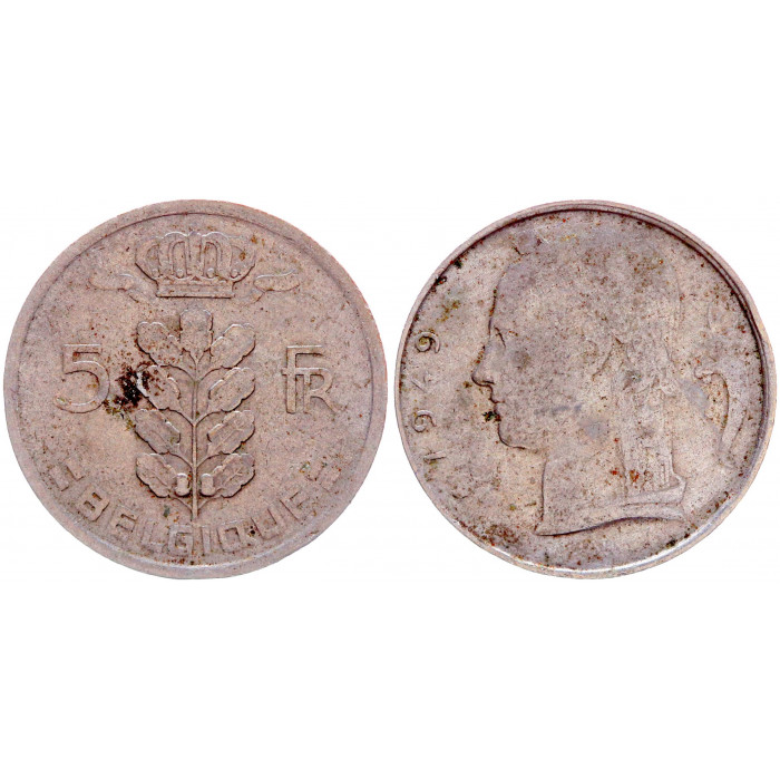 Бельгия 5 Франков 1949 год XF КМ# 134.1 Богиня Церера BELGIQUE Бодуэн I