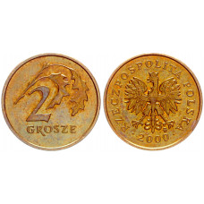 Польша 2 Гроша 2000 год XF Y# 277