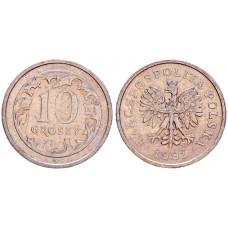 Польша 10 Грошей 1991 год XF Y# 279