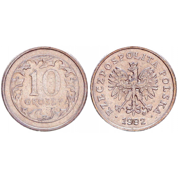 Польша 10 Грошей 1992 год XF Y# 279