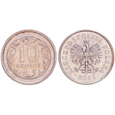 Польша 10 Грошей 2001 год XF Y# 279