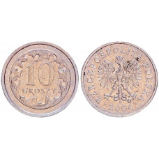Польша 10 Грошей 2004 год XF Y# 279