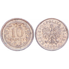 Польша 10 Грошей 2004 год XF Y# 279