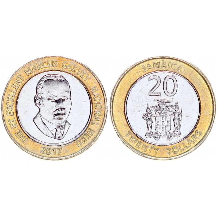 Ямайка 20 Долларов 2008 год XF KM# 182 Маркус Гарви (BOX726)