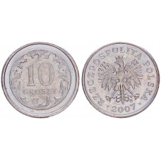 Польша 10 Грошей 2007 год XF Y# 279 (BOX941)