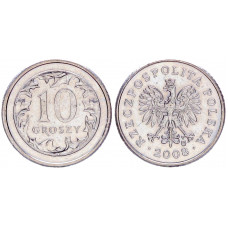Польша 10 Грошей 2008 год XF Y# 279 (BOX942)