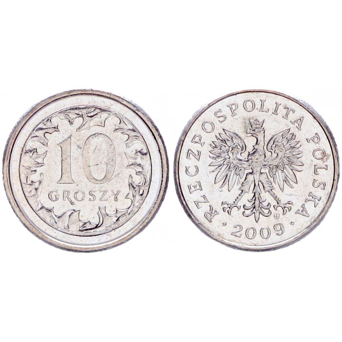 Польша 10 Грошей 2009 год XF Y# 279 (BOX943)