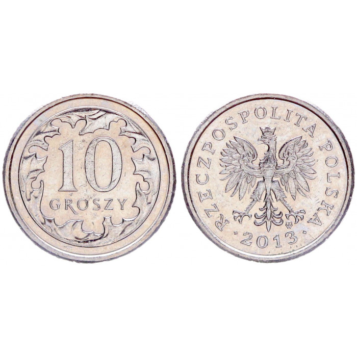 Польша 10 Грошей 2013 год XF Y# 279 (BOX946)