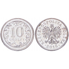 Польша 10 Грошей 2015 год XF Y# 279 (BOX948)
