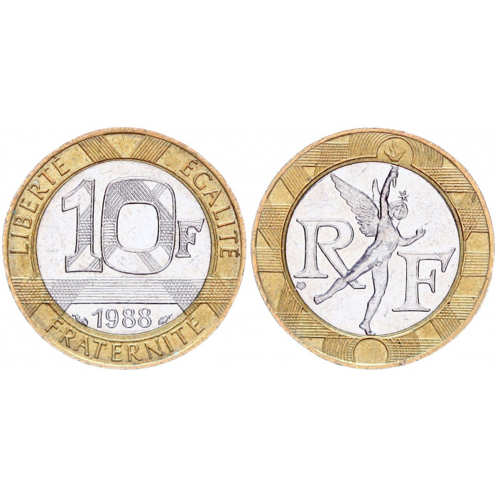 Франция 10 Франков 1988 год KM# 964.1 Дух Бастилии (BOX)