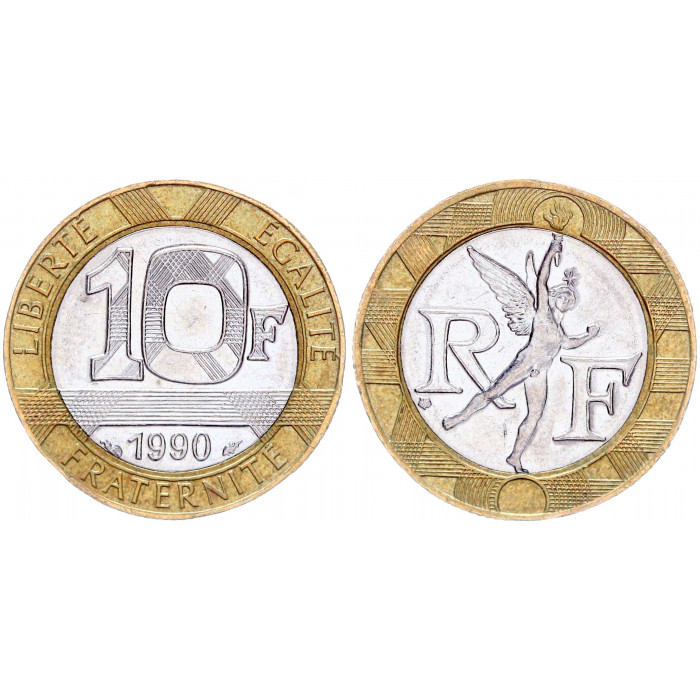 Франция 10 Франков 1990 год KM# 964.1 Дух Бастилии (BOX548)