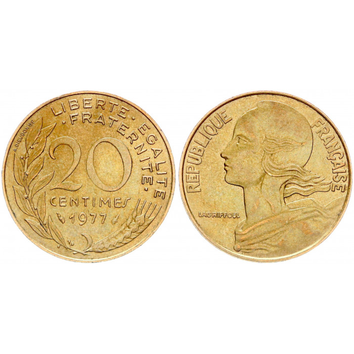 Франция 20 Сентим 1977 год KM# 930 Либертина (BOX1003)