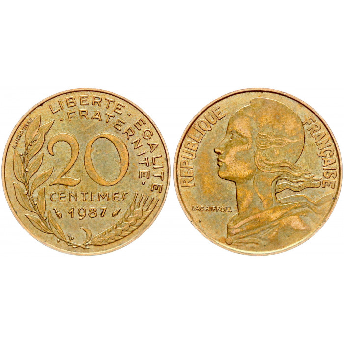 Франция 20 Сентим 1987 год KM# 930 Либертина (BOX1035)