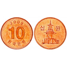 Южная Корея 10 Вон 2009 год KM# 103 Пагода Таботхап