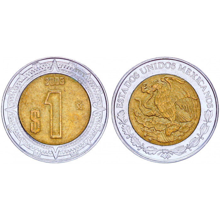 Мексика 1 Песо 2003 год KM# 603 Орёл Биметалл