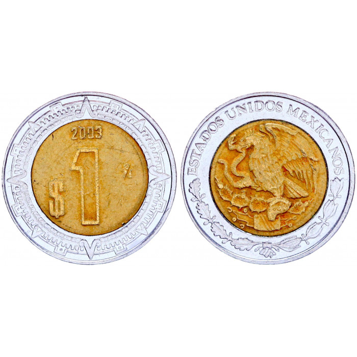 Мексика 1 Песо 2003 год KM# 603 Орёл Биметалл