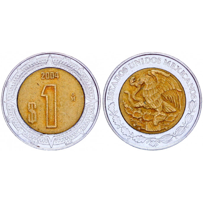 Мексика 1 Песо 2004 год KM# 603 Орёл Биметалл