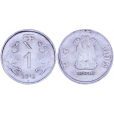 Индия 1 Рупия 2012 год KM# 394 Львиная Капитель Ашоки Точка Ноида