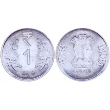 Индия 1 Рупия 2012 год KM# 394 Львиная Капитель Ашоки Точка Ноида