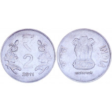 Индия 2 Рупии 2011 год KM# 395 Львиная Капитель Ашоки Калькутта