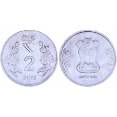 Индия 2 Рупии 2012 год KM# 395 Львиная Капитель Ашоки Точка Ноида