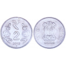 Индия 2 Рупии 2012 год KM# 395 Львиная Капитель Ашоки Ромб Мумбай Бомбей