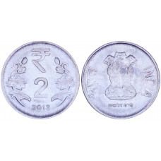 Индия 2 Рупии 2013 год KM# 395 Львиная Капитель Ашоки Калькутта