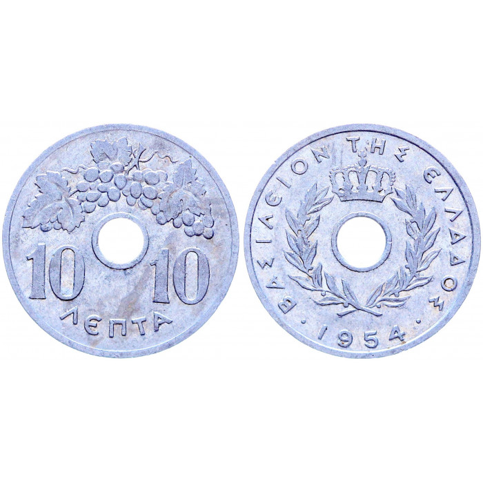 Греция 10 Лепт 1954 год KM# 78 Флора Виноград