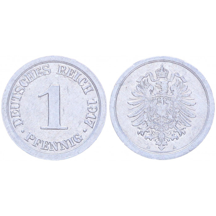 Германия 1 Пфенниг 1917 A год UNC KM# 24 Берлин 