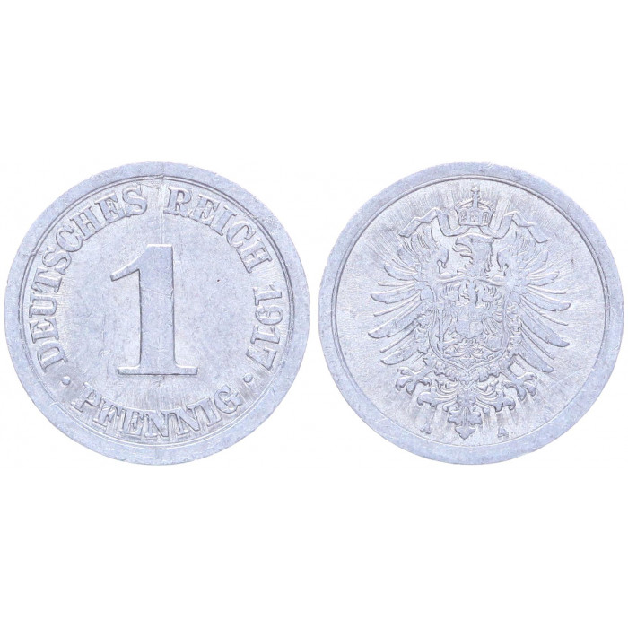 Германия 1 Пфенниг 1917 A год UNC KM# 24 Берлин 